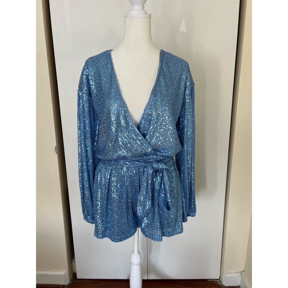 Eye Candy Sequin Pocketed Tie Romper